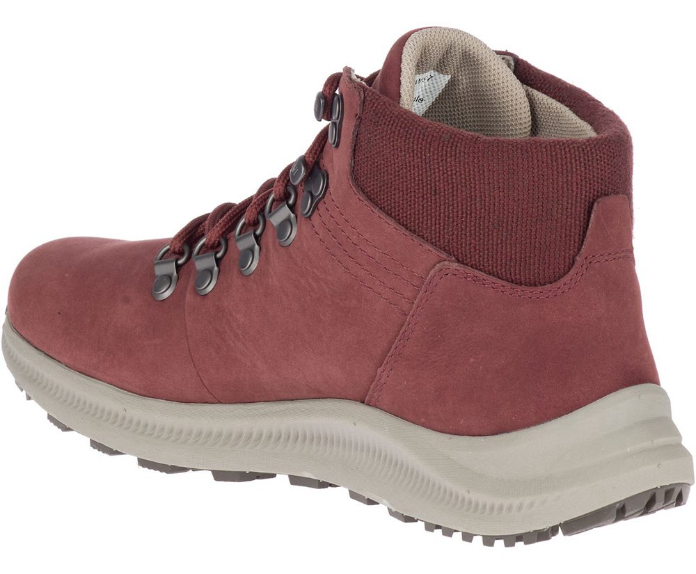Merrell Boots Burgundy - Ontario Mid Waterproof - Womens 19GDSJKYZ